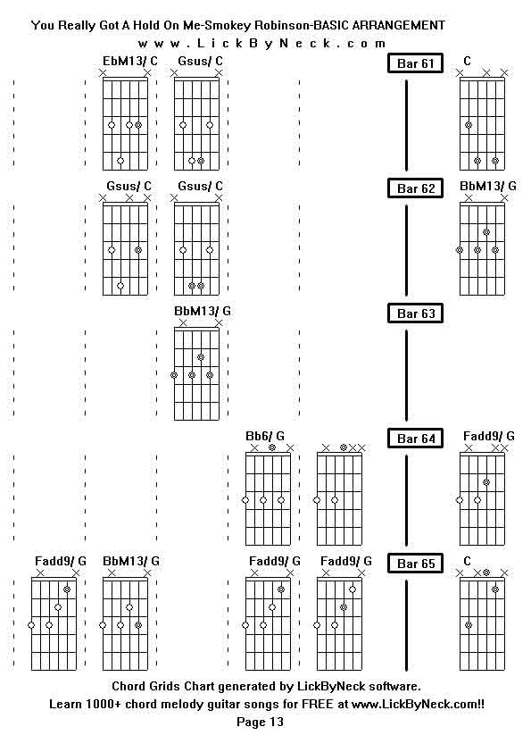 Chord Grids Chart of chord melody fingerstyle guitar song-You Really Got A Hold On Me-Smokey Robinson-BASIC ARRANGEMENT,generated by LickByNeck software.